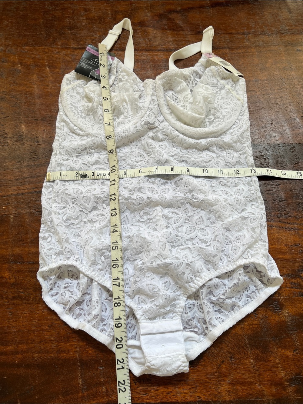 BALI Women's Lace 'N Smooth Shaping Bodysuit Briefer White Floral Lace 38D - Picture 13 of 14